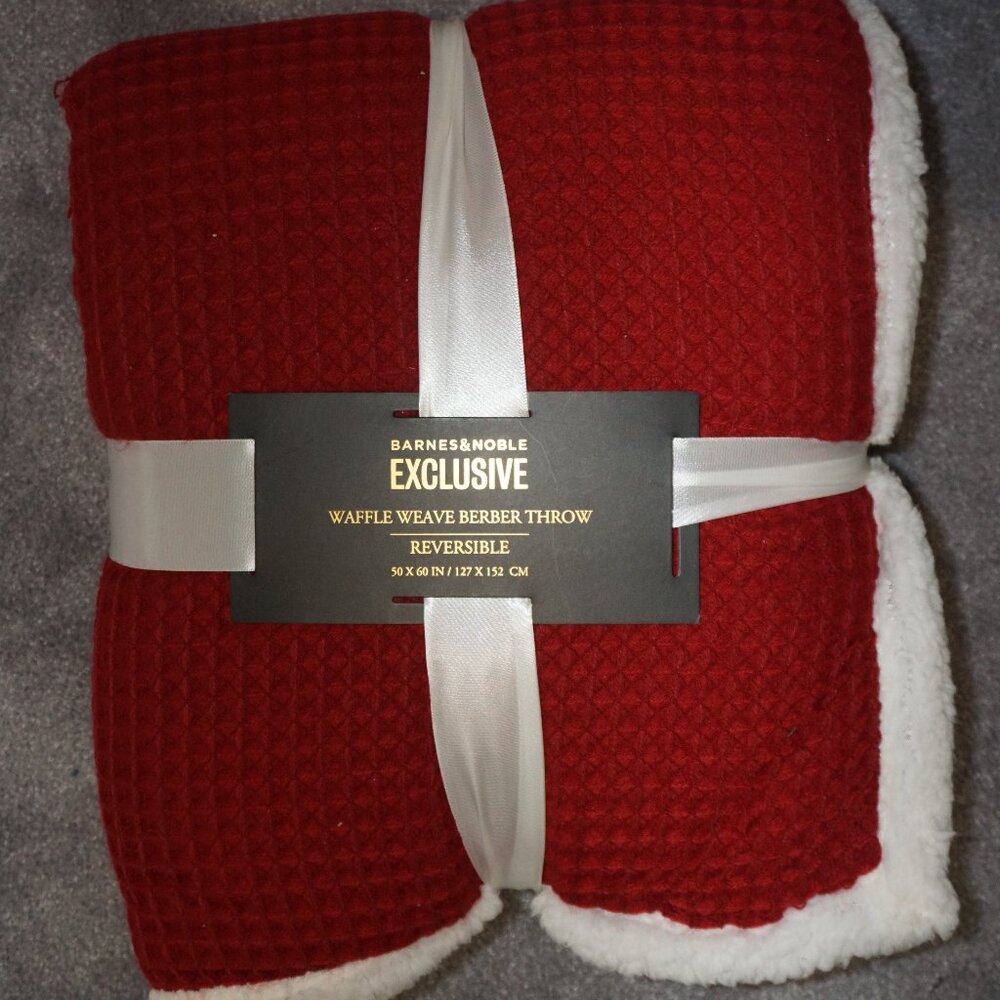 Barnes & Noble Exclusive Red Waffle Weave Berber Throw, reversible, 50x60 inches